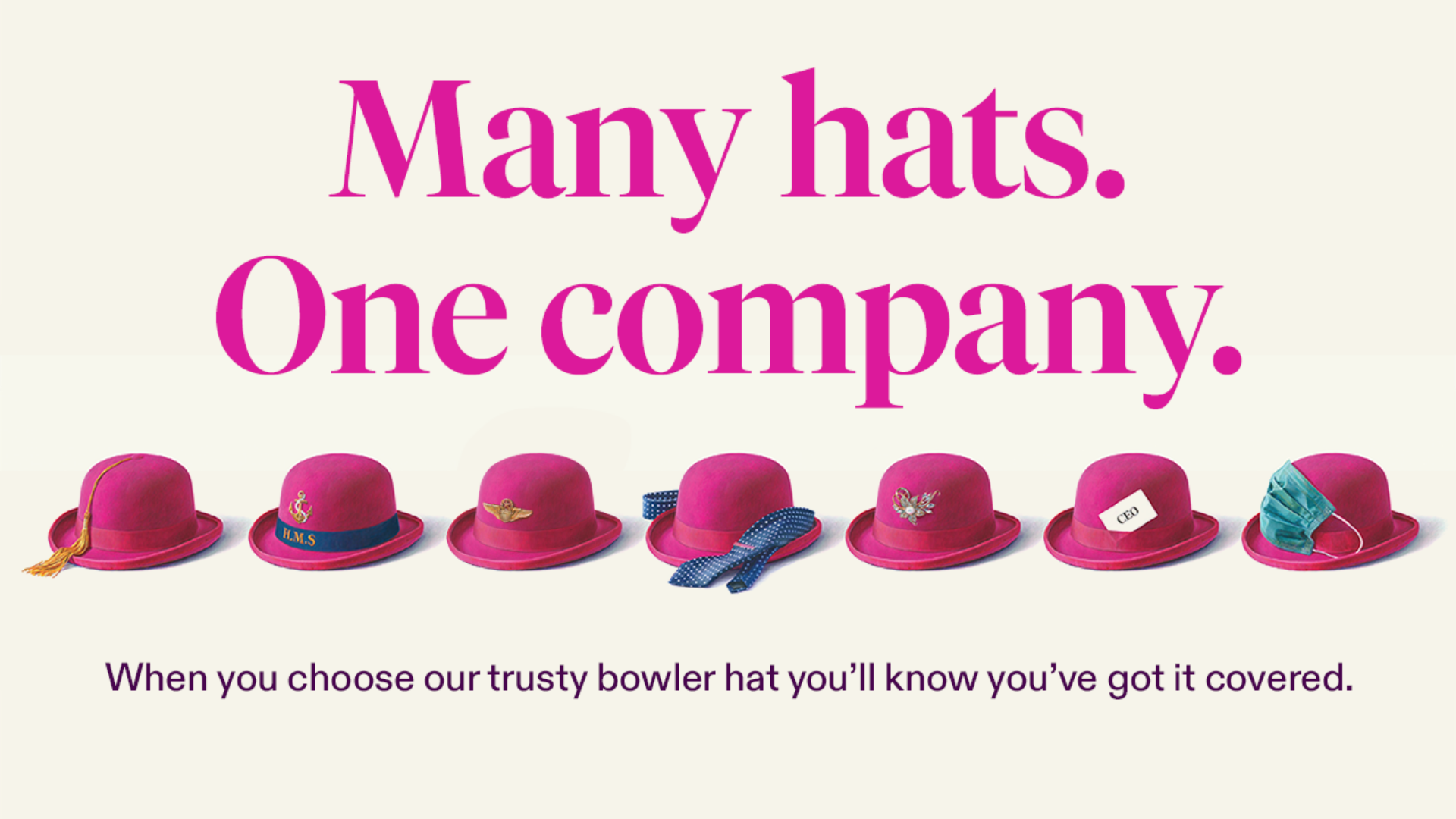 An assortment of hats symbolising different functions and teamwork within one company, highlighting diversity in roles.